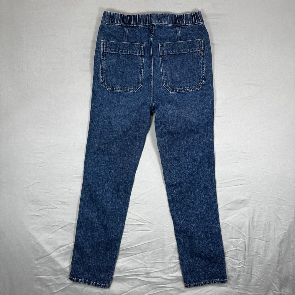 Madewell High Rise Elastic Waist Straight Leg Pull On Jeans Women's Med Size 23‎ - Picture 3 of 9